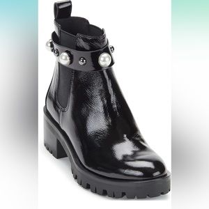 Karl Lagerfeld Pola Studded Pearl Chelsea Lug Boot Size 8.5